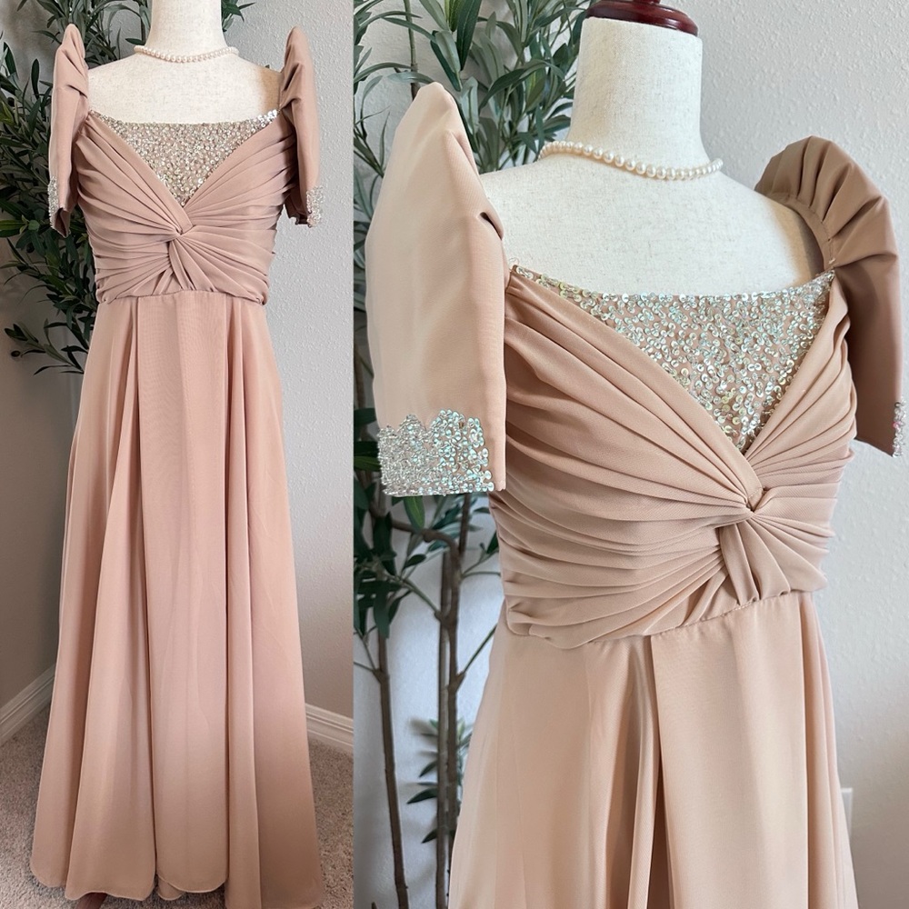 Beautiful latte brown beaded Terno Filipina Gown